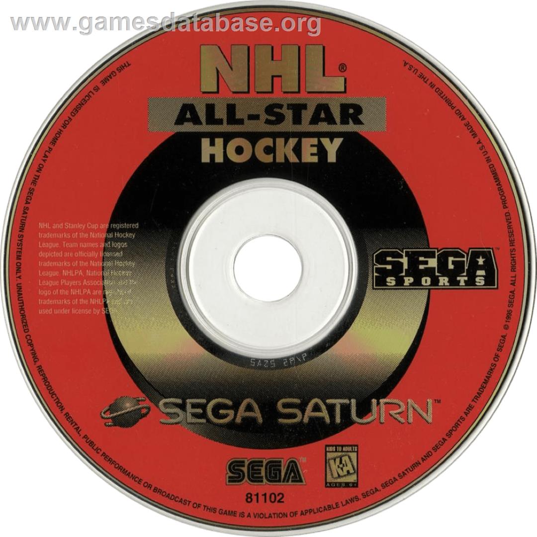 NHL All-Star Hockey - Sega Saturn - Artwork - Cartridge