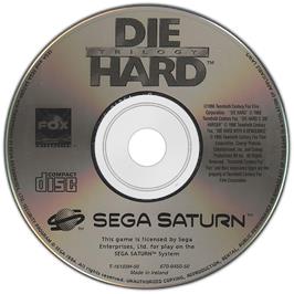 Artwork on the Disc for Die Hard Trilogy on the Sega Saturn.