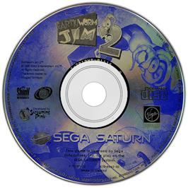 Artwork on the Disc for Earthworm Jim 2 on the Sega Saturn.