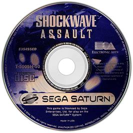 Artwork on the Disc for Shockwave Assault on the Sega Saturn.