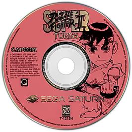 Artwork on the Disc for Super Puzzle Fighter II Turbo on the Sega Saturn.