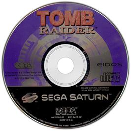 Artwork on the Disc for Tomb Raider on the Sega Saturn.