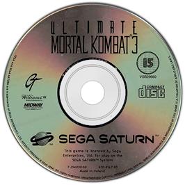 Artwork on the Disc for Ultimate Mortal Kombat 3 on the Sega Saturn.