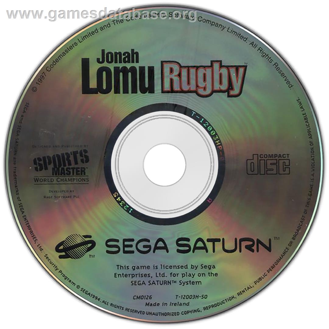 Jonah Lomu Rugby - Sega Saturn - Artwork - Disc