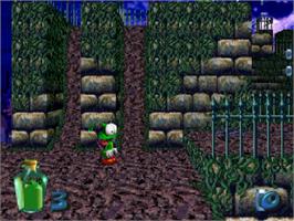 In game image of Bug Too on the Sega Saturn.