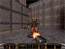 In game image of Duke Nukem 3D on the Sega Saturn.