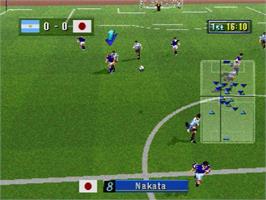 In game image of FIFA 98: Road to World Cup on the Sega Saturn.