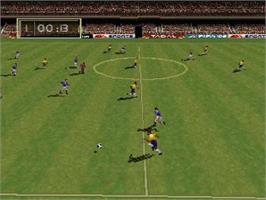 In game image of FIFA Soccer 96 on the Sega Saturn.
