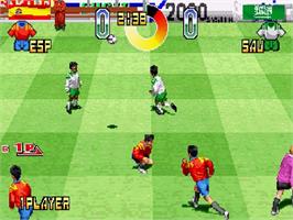 In game image of Hat Trick Hero S on the Sega Saturn.