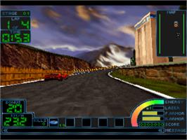 In game image of Impact Racing on the Sega Saturn.