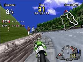 In game image of Manx TT SuperBike on the Sega Saturn.