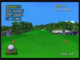In game image of Masters - Harukanaru Augusta 3 on the Sega Saturn.