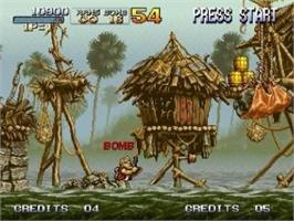 In game image of Metal Slug - Super Vehicle-001 on the Sega Saturn.