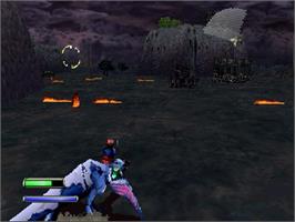 In game image of Panzer Dragoon II: Zwei on the Sega Saturn.