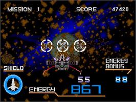 In game image of Sega Ages Galaxy Force 2 on the Sega Saturn.