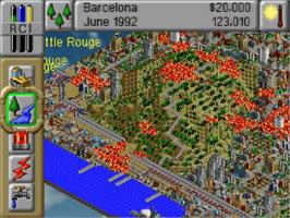 In game image of Sim City 2000 on the Sega Saturn.