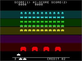 In game image of Space Invaders on the Sega Saturn.