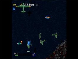 In game image of Strikers 1945 2 on the Sega Saturn.
