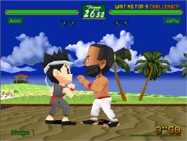 In game image of Virtua Fighter Kids on the Sega Saturn.