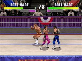 In game image of WWF Wrestlemania on the Sega Saturn.