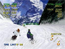 In game image of Zap! Snowboarding Trix '98 on the Sega Saturn.