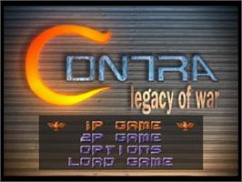 Title screen of Contra - Legacy of War on the Sega Saturn.