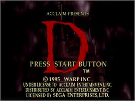 Title screen of D no Shokutaku on the Sega Saturn.