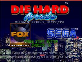 Title screen of Die Hard Arcade on the Sega Saturn.