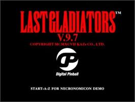 Title screen of Digital Pinball - Last Gladiators Ver. 9.7 on the Sega Saturn.