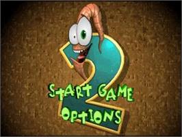 Title screen of Earthworm Jim 2 on the Sega Saturn.