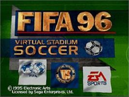 Title screen of FIFA Soccer 96 on the Sega Saturn.