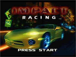 Title screen of Impact Racing on the Sega Saturn.