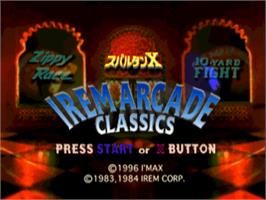Title screen of Irem Arcade Classics on the Sega Saturn.