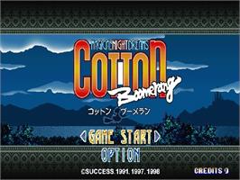 Title screen of Magical Night Dreams: Cotton Boomerang on the Sega Saturn.