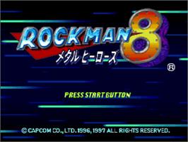 Title screen of Mega Man 8: Anniversary Edition on the Sega Saturn.