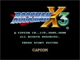 Title screen of Mega Man X3 on the Sega Saturn.