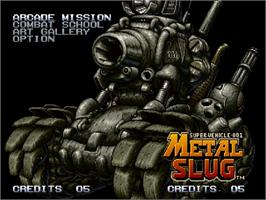 Title screen of Metal Slug - Super Vehicle-001 on the Sega Saturn.
