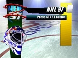 Title screen of NHL 97 on the Sega Saturn.