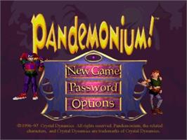 Title screen of Pandemonium! on the Sega Saturn.