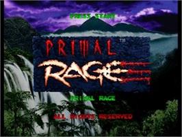 Title screen of Primal Rage on the Sega Saturn.