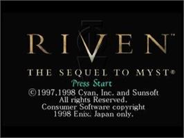 Title screen of Riven - The Sequel to Myst on the Sega Saturn.