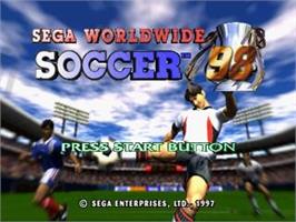 Title screen of Sega Worldwide Soccer '98 on the Sega Saturn.