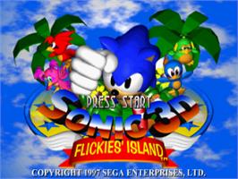 Title screen of Sonic 3D Blast on the Sega Saturn.