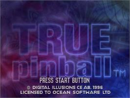 Title screen of True Pinball on the Sega Saturn.