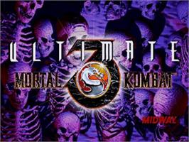 Title screen of Ultimate Mortal Kombat 3 on the Sega Saturn.