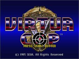 Title screen of Virtua Cop on the Sega Saturn.