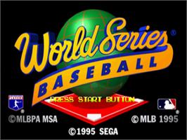 Title screen of World Series Baseball on the Sega Saturn.