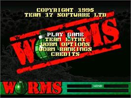 Title screen of Worms on the Sega Saturn.
