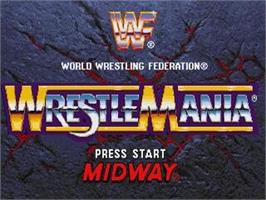 Title screen of Wwf Wrestlemania - The Arcade Game on the Sega Saturn.
