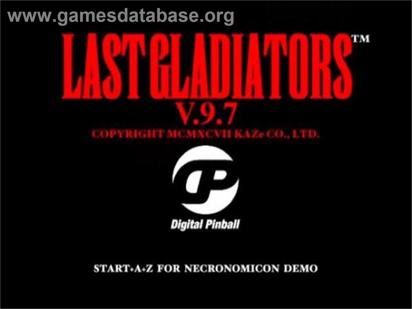 Digital Pinball - Last Gladiators Ver. 9.7 - Sega Saturn - Artwork - Title Screen